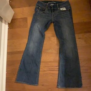 Dark Medium Wash AE boot cut jeans